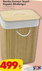 BAMBU ÇAMAŞIR SEPETİ KAPAKLI DİKDÖRTGEN
